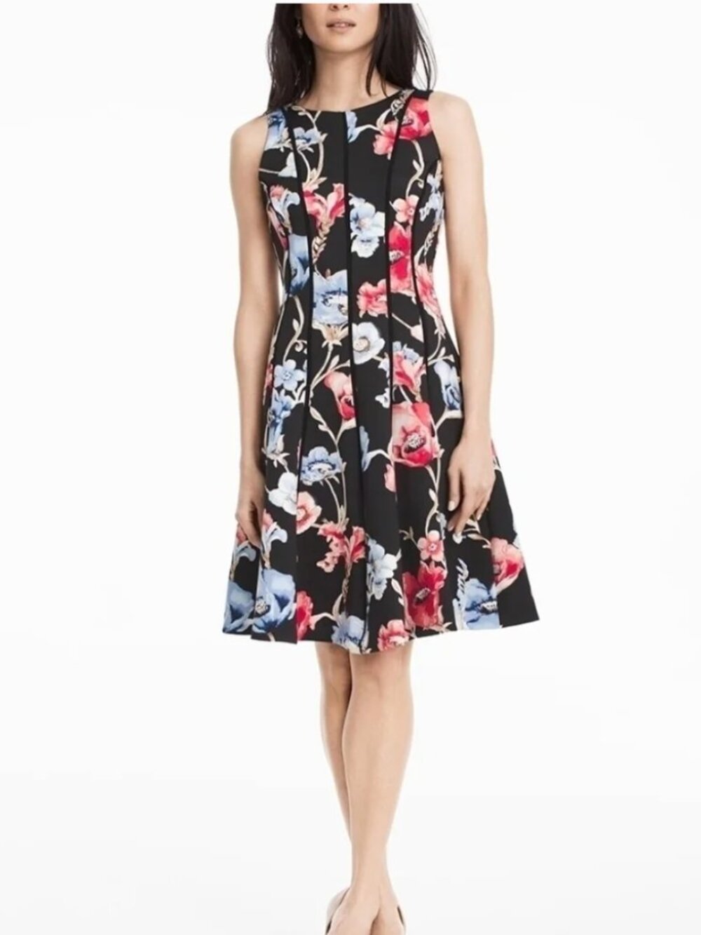 WHBM Fit and Flare Floral Scuba Dress